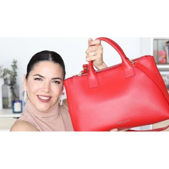 Teddy Blake Red Large Bella Palmellato Satchel Handbag w/Strap 15" Quite Luxury - Picture 2 of 16